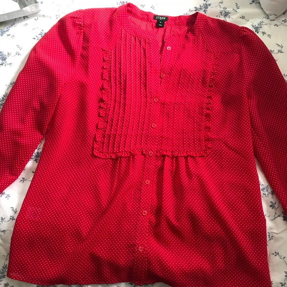 JCrew red and white dot shirt - Picture 1 of 3